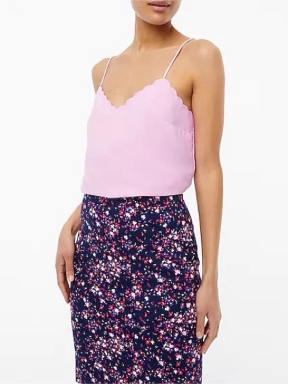 J. Crew Pink Scallop-Edge Spaghetti Strap Cami